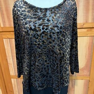 Burnout velvet animal print black gold small